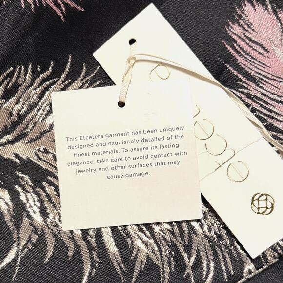 Etcetera Black Metallic Feather Print Gala Dress Size 0 - Picture 6 of 6